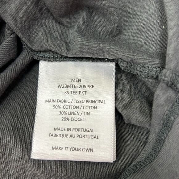 Officine Generale short sleeve charcoal pocket slub T-shirt medium NWT - Picture 13 of 16